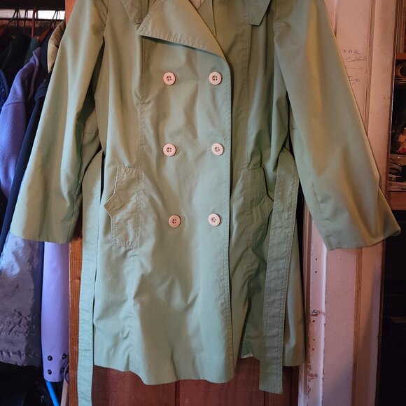 Outer Banks by Jerold Collection Vintage Light Green Womens Raincoat Trench - Picture 2 of 5